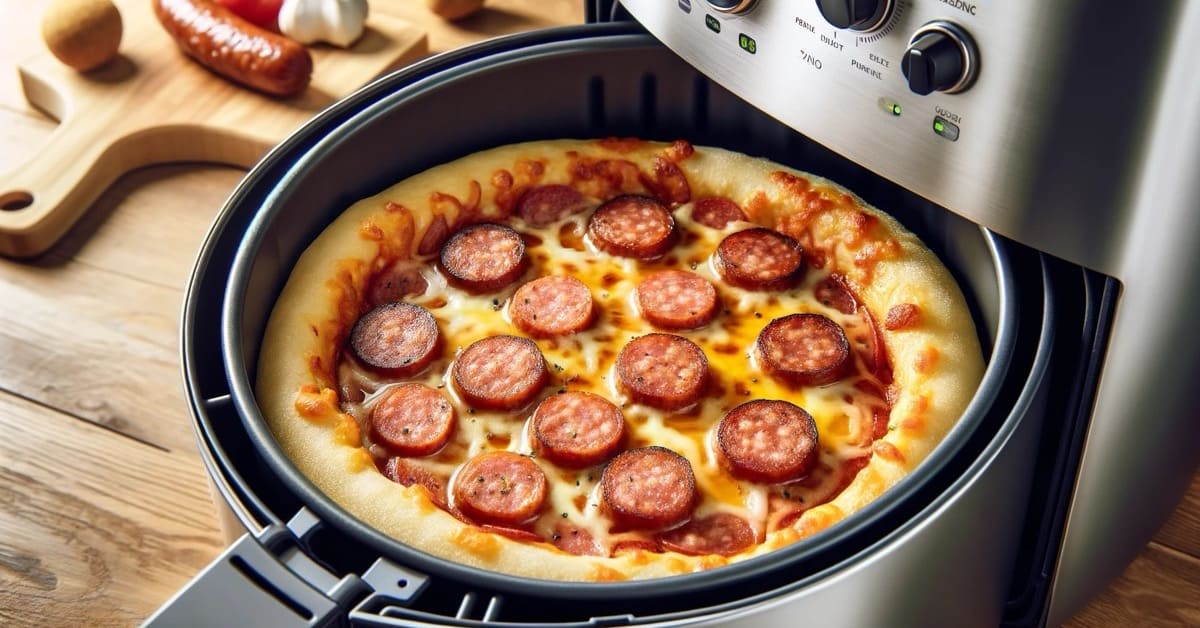 Pizza de Chouriço na Air Fryer