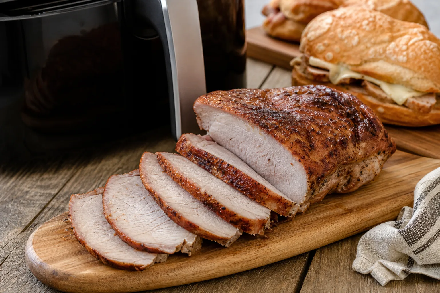 Cachaço na airfryer fatiado para sandes quentes: receita fácil e prática
