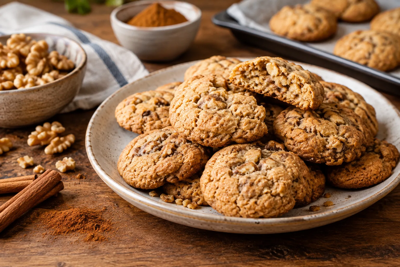 Bolachas de noz e canela crocantes: receita fácil no forno